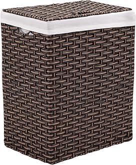 Household Storage for Clothes, Linens, Sheets, Toys, Canvas Resin, Mocha Brown, Rectangular Hamper