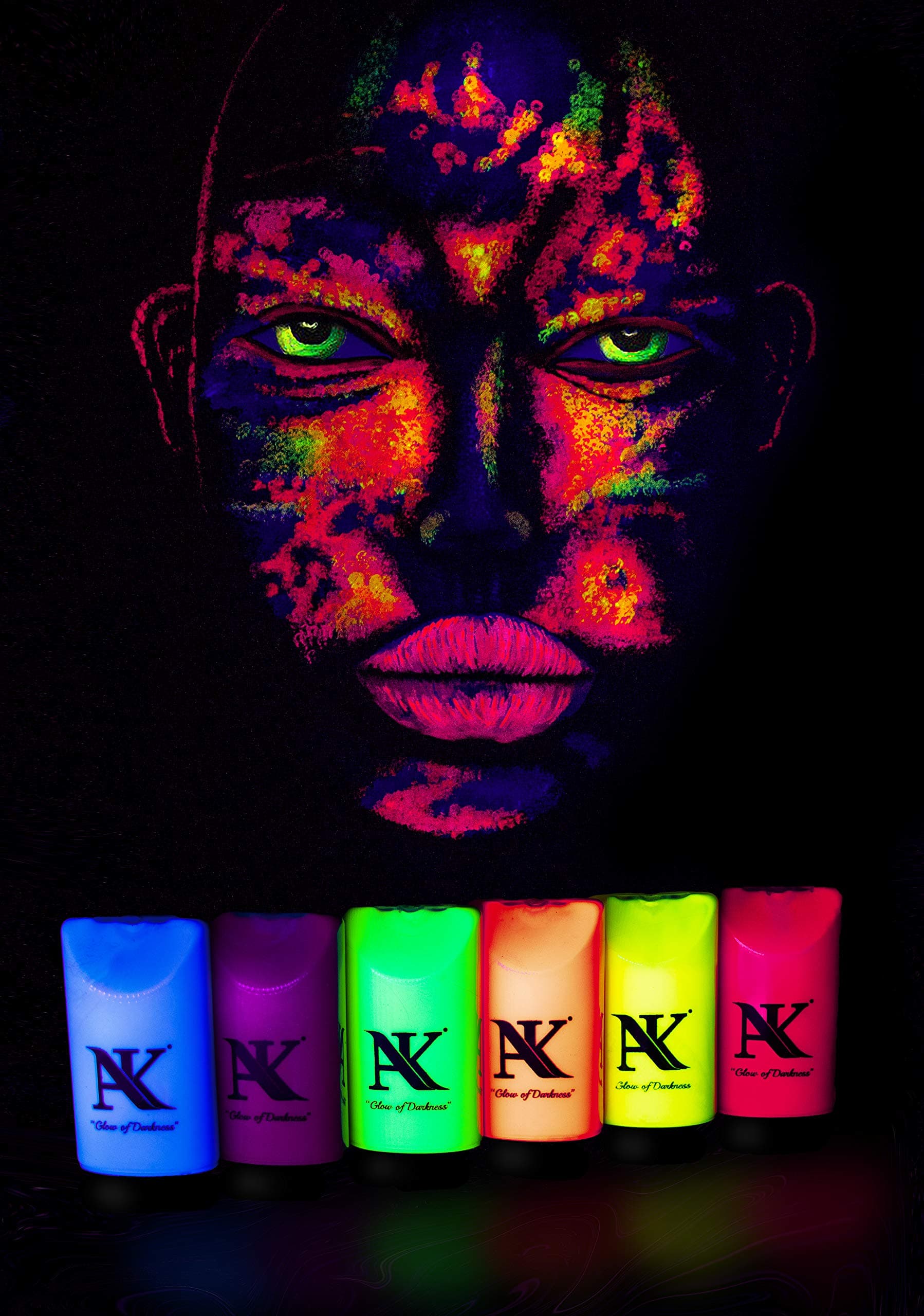 MAGIC NEON | UV Black Light Paint [6 Bottles 1.69oz/50ml Each] | Glow in Black Light Fluorescent Acrylic Fabric Textile Wall Paint Bright Neon Colors Party Supplies (6 x 1.69 oz)