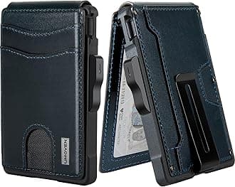Wallet for Men - with Money Clip Slim Leather Slots Credit Card Holder RFID Blocking Bifold Minimalist Wallet (Top Layer Leather-Dark Blue)