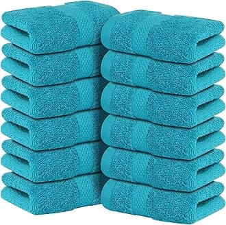 Infinitee Xclusives - 12 Pack Face Cloths |30x30 cm| 100% Cotton Wash Cloths - Ultra Soft & Highly Absorbent Fingertip Towels for Spa, Gym, Hotel & Bathroom |Serene Teal|