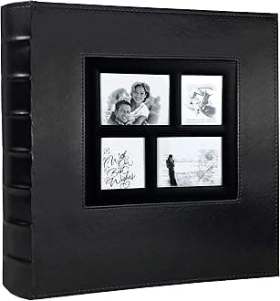 RECUTMS Photo Album 4x6 Holds 500 Photos Black Pages Large Capacity Leather Cover Wedding Family Baby Photo Albums Book Horizontal and Vertical Photos (Black)