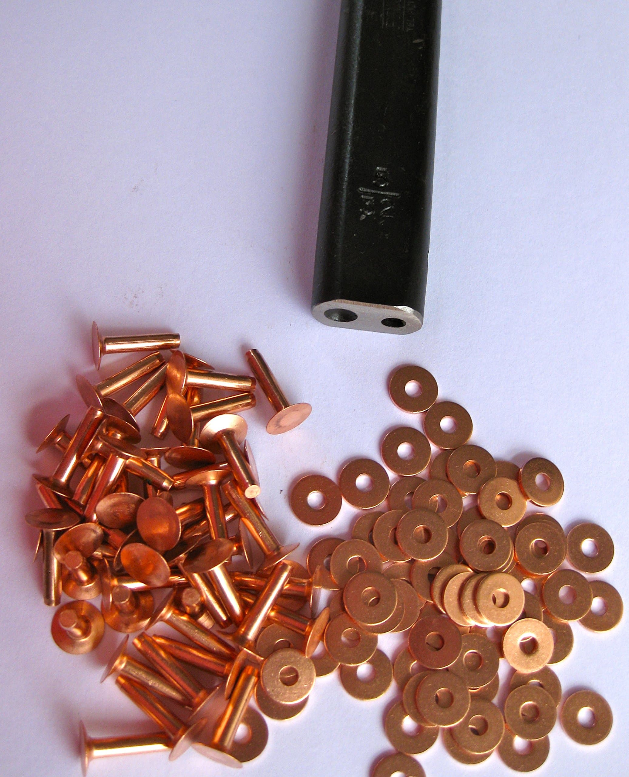 100 Copper Saddler Rivets & Setting Tool 10 Gauge x 1/2 & Washers