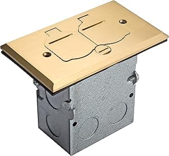 ENERLITES Flip Lid Cover Floor Box kit, 5” x 2.89” 1-Gang Cover, 20A Tamper-Weather Resistant Receptacle Outlets, Watertight Gasket, Corrosive Resistant Hardware, 975507-C, Brass (705507-C)