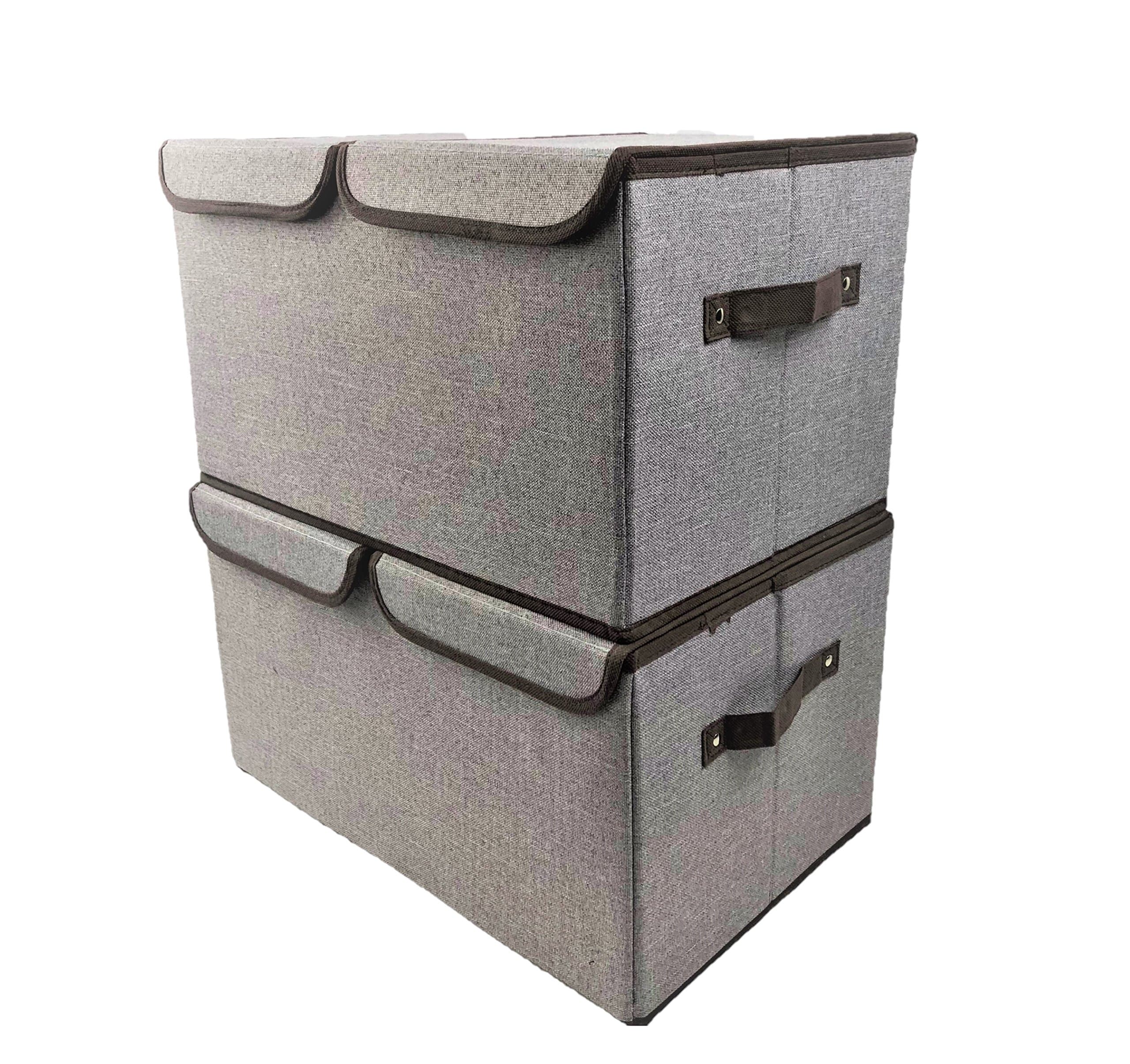 [2-Pack, Large Double Grid] Premium Quality Storage Cubes with Lid Collapsible Basket Shelve Bins Organizer for Toys Gifts Cloth Nursery Bedroom Folding Decorative Closet Home Office Box Declutter