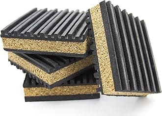 PneumaticPlus Anti Vibration Rubber & Cork isolation pads, Pack of 4 (3" X 3" X 7/8")
