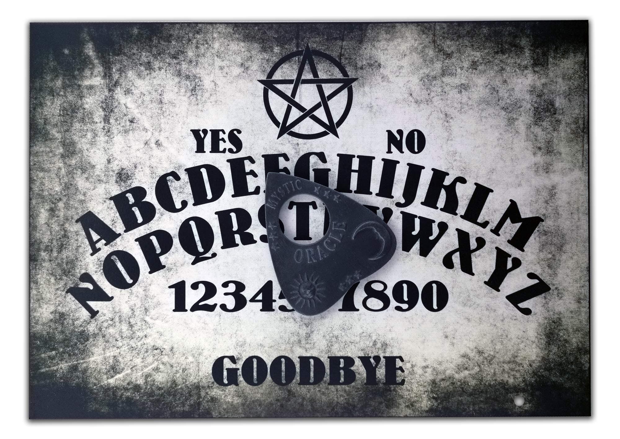 Hand Finished A4 Sized Wooden Pentagram Talking Board Set Complete with 3D Sun, Moon & Stars Planchette, Ouija Style Board with Pagan/Wiccan Theme