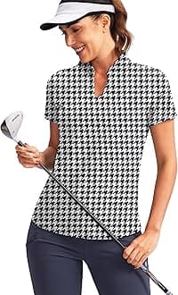 OblaWomen's Golf Polo Shirt V-Neck Short Sleeve Collarless Quick Dry Tennis Running T Shirt Golf Tops for Women