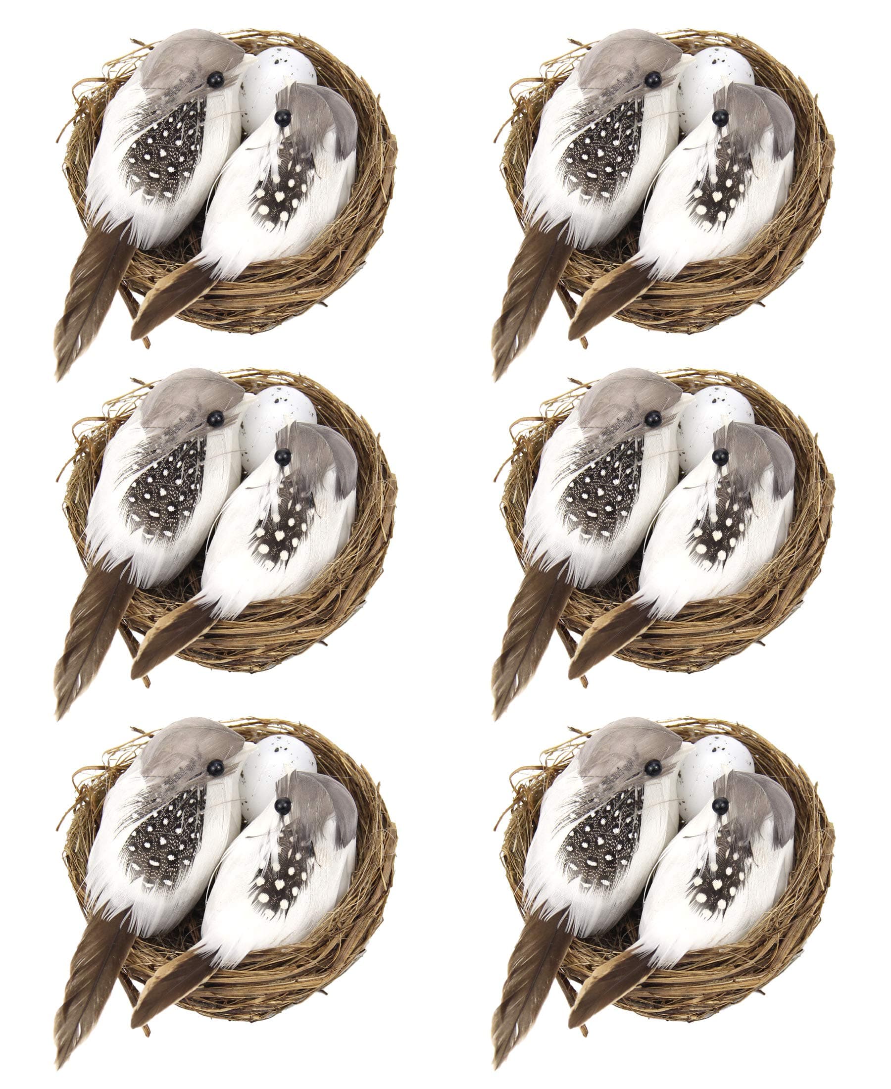 MISAZ 6 Sets Artificial Birds & Bird Nest & Egg Natural Garden Miniature Lifelike Ornaments Art Craft Party Decor Easter Wedding Home Christmas Decoration Photography Prop