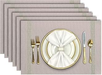 Placemats, Placemats Set of 6, Heat Resistant Place Mats, Washable PVC Table Mats, Woven Vinyl Plastic Placemats for Dining Table, Non-Slip Stain Resistant Kitchen Table Placemats Easy to Clean