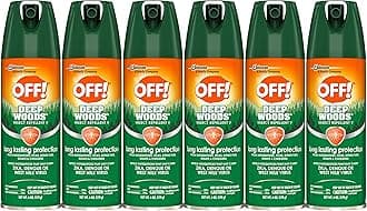 OFF! Deep Woods Insect Repellent Ticks Aerosol with 25 Percent DEET Provides up to 8 Hours of Mosquito and Tick Protection 6 Ounce (Pack of 6)