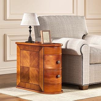 LITTLE TREE Wood End 2 Drawers Sofa Side Living Room No Assembly Required Vintage Slim Nightstand Bedside Table for Bedroom, Brown