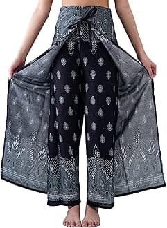 Women's Boho Palazzo Pants Wide Leg Yoga Wrap Tie Up Waist
