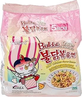 [ 5 PACKS ] Cream Carbonara Buldak Spicy Chicken Roasted Ramen [Noodles] /Korean Food/Korean Creamy Ramen/Spicy Korea Noodle Challenge