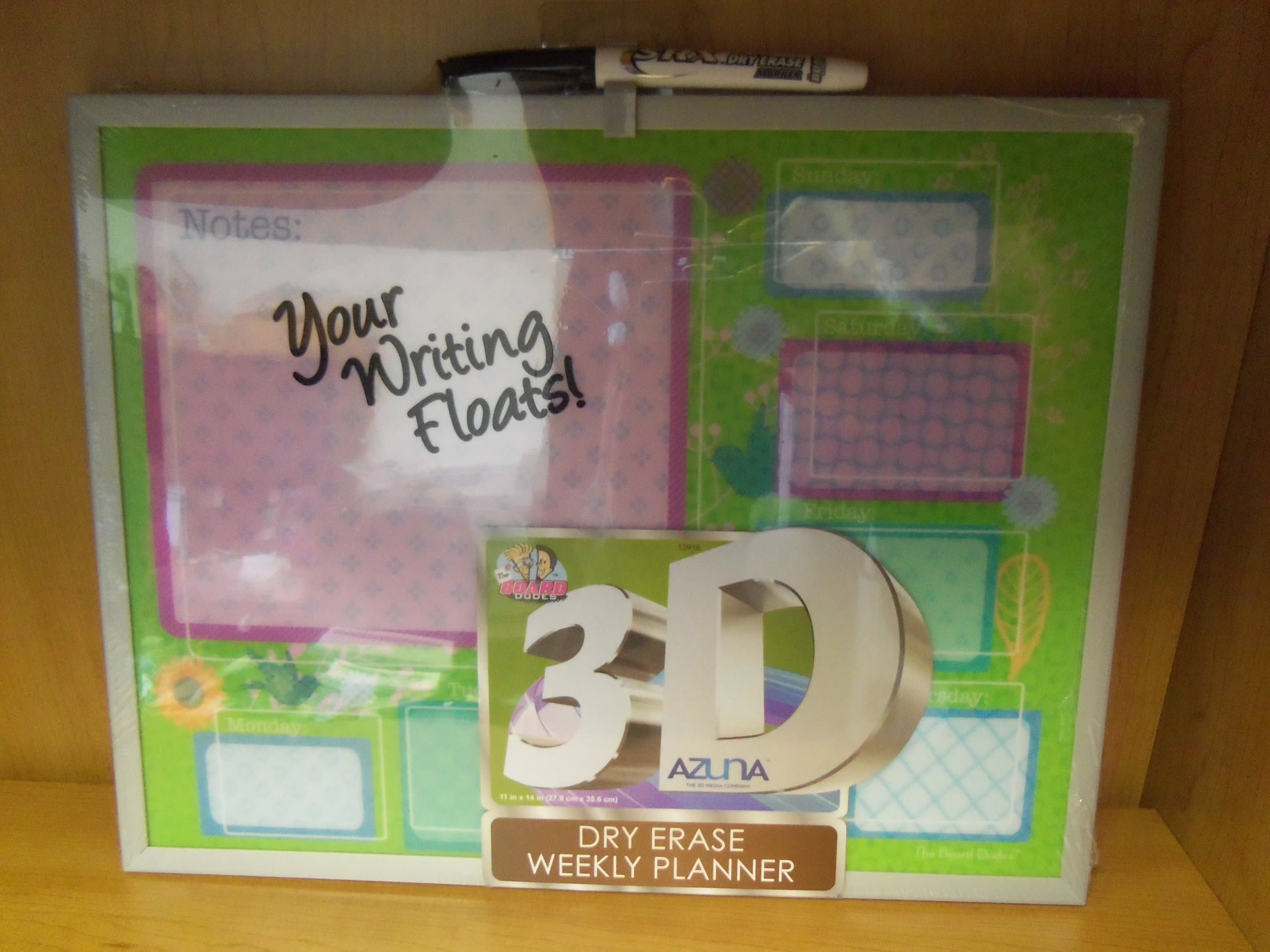The Board Dudes 3d Dry Erase Weekly Planner Board with Silver Frame, 11" X 14"