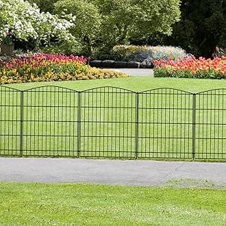INJOPEXI Garden Fence 6 Panels 11.8ft (L)×30in (H) Decorative Garden Fences with 6 Panels Rustproof Wire No Dig Garden Fence Animal Barrier Fencing Outdoor for Backyard Patio - Without Fence Gate