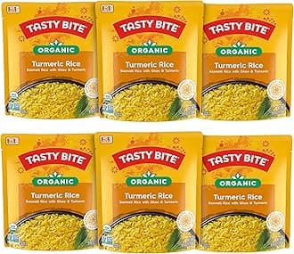 Tasty Bite Organic Turmeric Rice, 8.8 Ounce, Pack of 6, Ready to Eat, Microwavable, Vegetarian, Gluten-Free