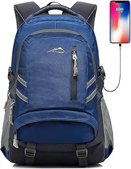 ProEtrade Backpack Bookbag for School College Student Travel Business with USB Charging Port (Blue)