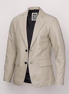 fjackets Leather Blazer Men - Real Lambskin Casual Leather Coats for Men