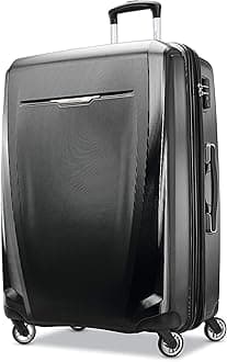 Winfield 3 DLX Hardside Expandable Luggage with Spinners, Black, Checked-Large 28-Inch