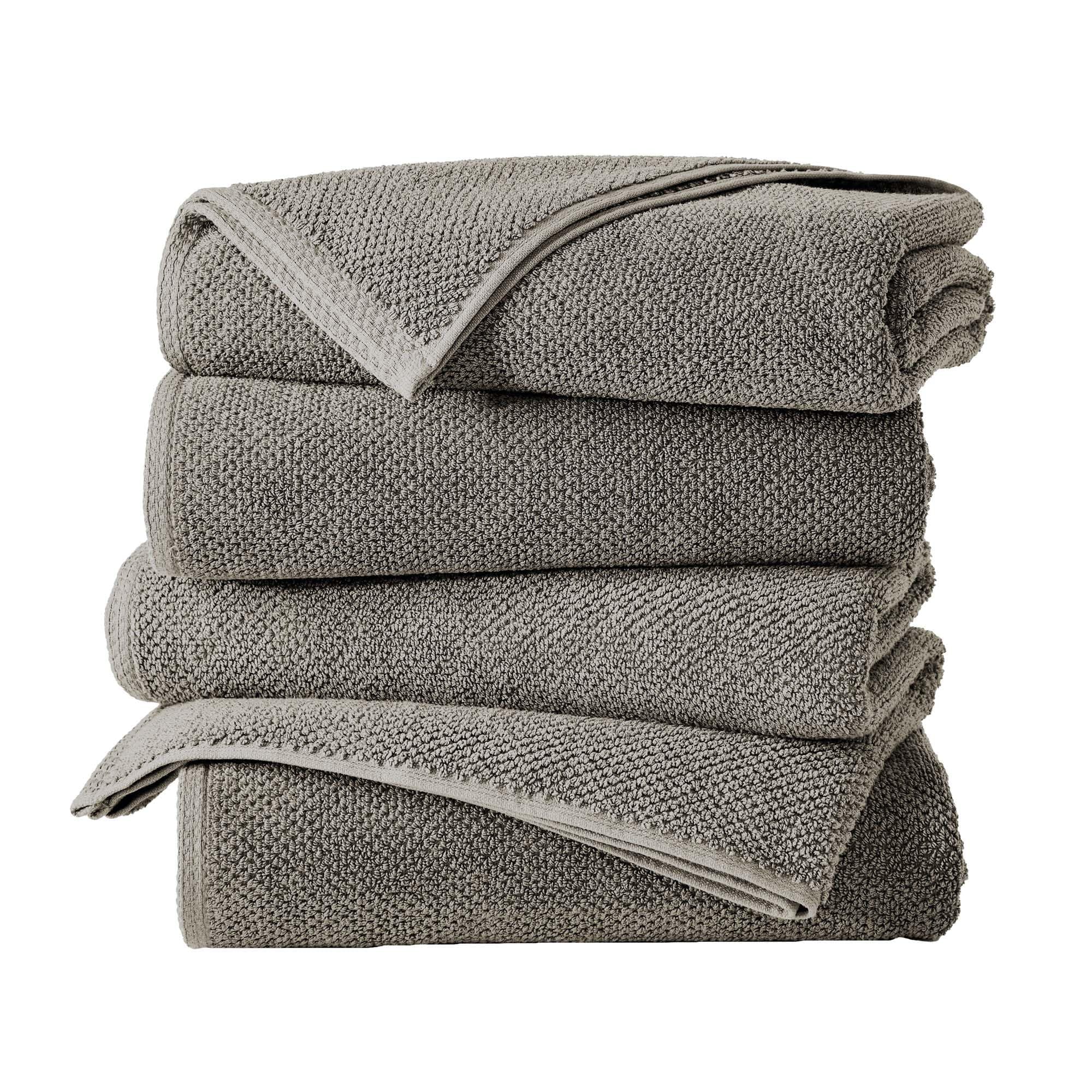 Great Bay Home 100% Cotton 4 Pack 54x27 Bath Towel Set - Absorbent, Quick-Drying, Durable Towels for Bathroom Decor - Low-Twist, Two-Ply Fibers (Dark Grey)