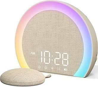 Extra Loud Alarm Clock with Wireless Bed Shaker, Vibrating Dual Alarm with Light Wake Up for Heavy Sleepers & Hearing Impaired, 9-Color Night Light, 8 Sounds, 0-100% Dimmer, USB Charger