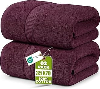 Utopia Towels - Luxurious Jumbo Bath Sheet (35 x 70 Inches, Burgundy) - 600 GSM 100% Ring Spun Cotton Highly Absorbent and Quick Dry Extra Large Bath Towel - Super Soft Hotel Quality Towel (2-Pack)