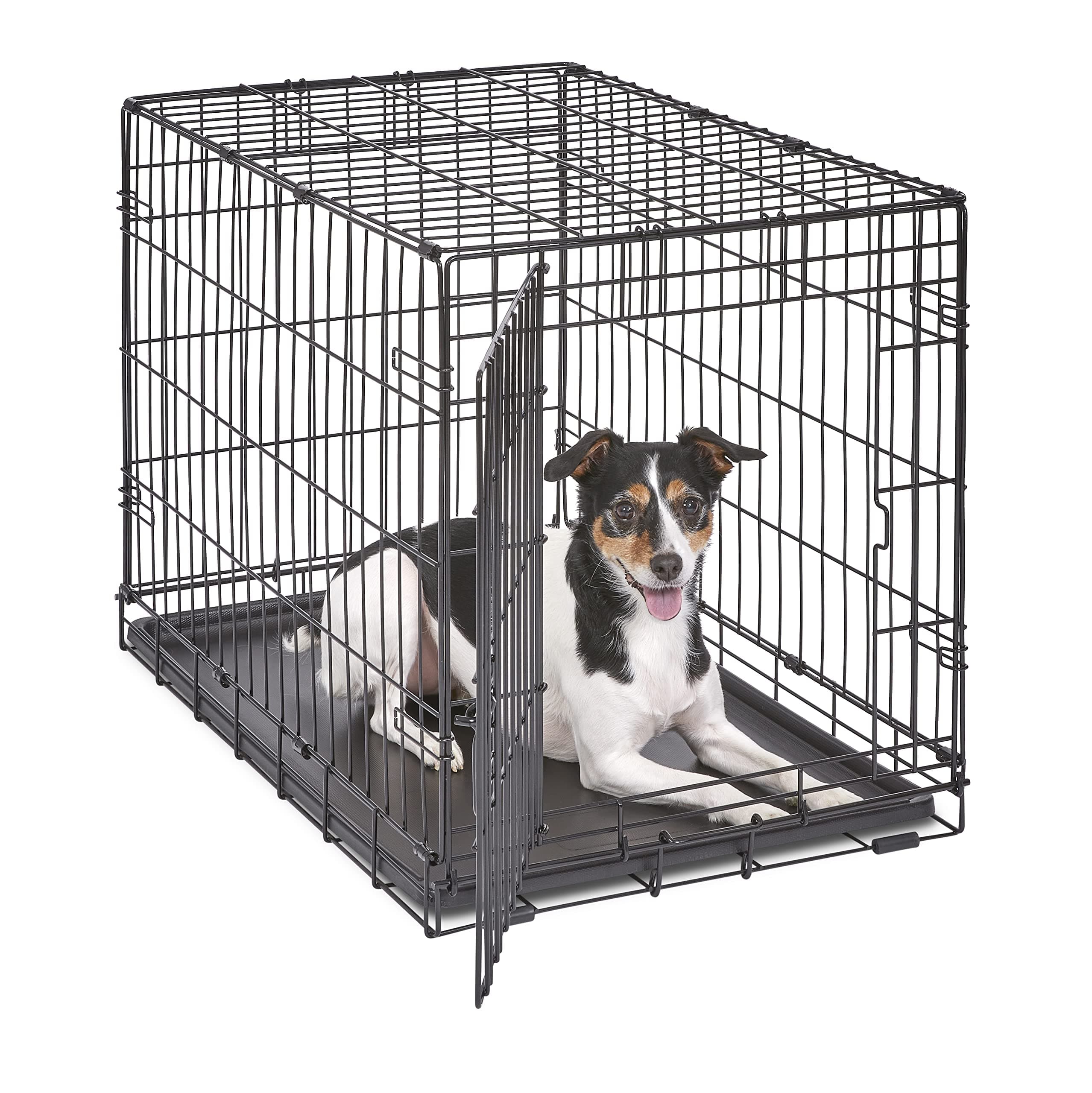 Midwest Homes for Pets 30-Inch New World Crate for Medium Breeds, 21-40 lbs, Single Door Folding Dog Crate, Leak-Proof Tray & Secure Latch, Portable, Durable & Easy to Assemble
