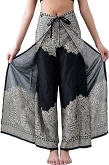 Women's Boho Palazzo Pants Wide Leg Yoga Wrap Tie Up Waist