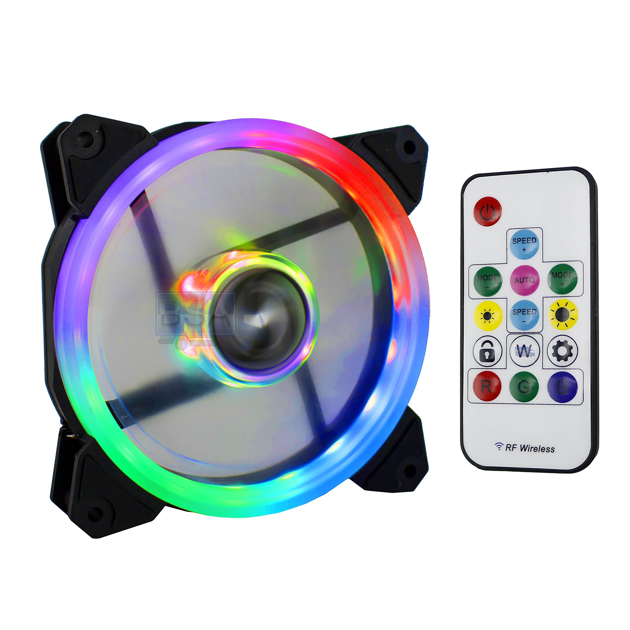 RGB LED PC Fan Kit 120 mm + Remote Control suranus su-rs01 4 Pin 1200 Rpm 12 cm