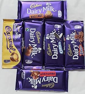 CadburyDairy Milk Most Popular Chocolate Bars From England- Whole nut, Caramel, Fruit & Nut, Oreo, Plain, Daim,110 grams