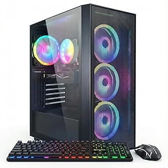 STGAubron Gaming PC Computer Desktop, Radeon RX 580 8G, Intel Core I7 8th up to 4.10 GHz, 16G DDR4, 512G SSD, WiFi 6 & BT 5.2, RGB Fan x4, Windows 11 Home