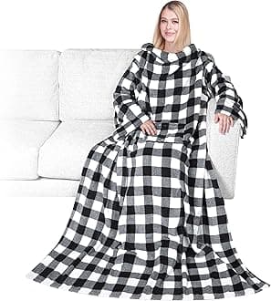 PAVILIA Blanket with Sleeves for Adults Women Men Cozy Warm Fleece Blanket with Arms Gifts for Christmas Wife