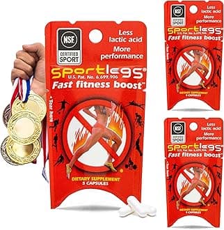 SPORTLEGS Fast Fitness Boost Pre Workout for Men and Women, Lactic Acid Supplement, Sports Endurance Fuel Endurance Supplements for Runners - 5-Cap Packet, Trial Pack of 3