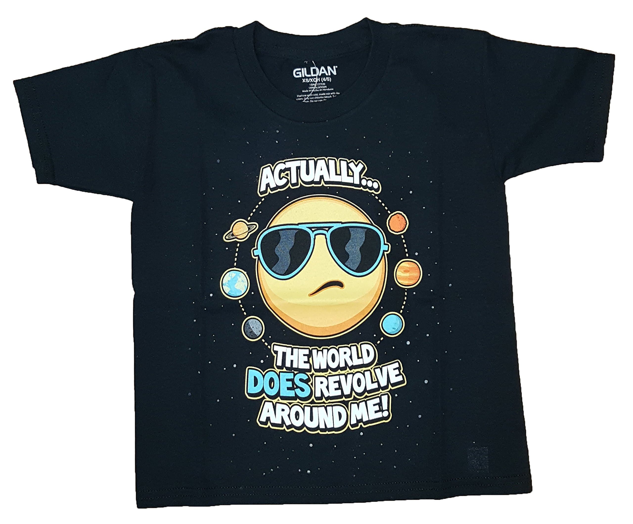 Boys Actually The World Does Revolve Around Me Black Graphic T-Shirt - Medium