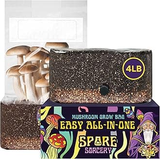 SPORE SORCERY 4 LB All-in-One Grow Bag: Up to 32oz of Mushrooms! Nutrient-Enhanced, Injection Port, Just Add Your Own Spores & Grow Like Magic (4 LB Bag)