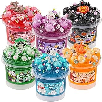 6 x 100ml Glitter Crystal Slime Kit, 20 FL OZ Slimes for Girls & Boys, Crunchy Slime Pack Sensory Toys, Slimes Party Favors for Kids, Birthday Easter Halloween Boys & Girls Gift