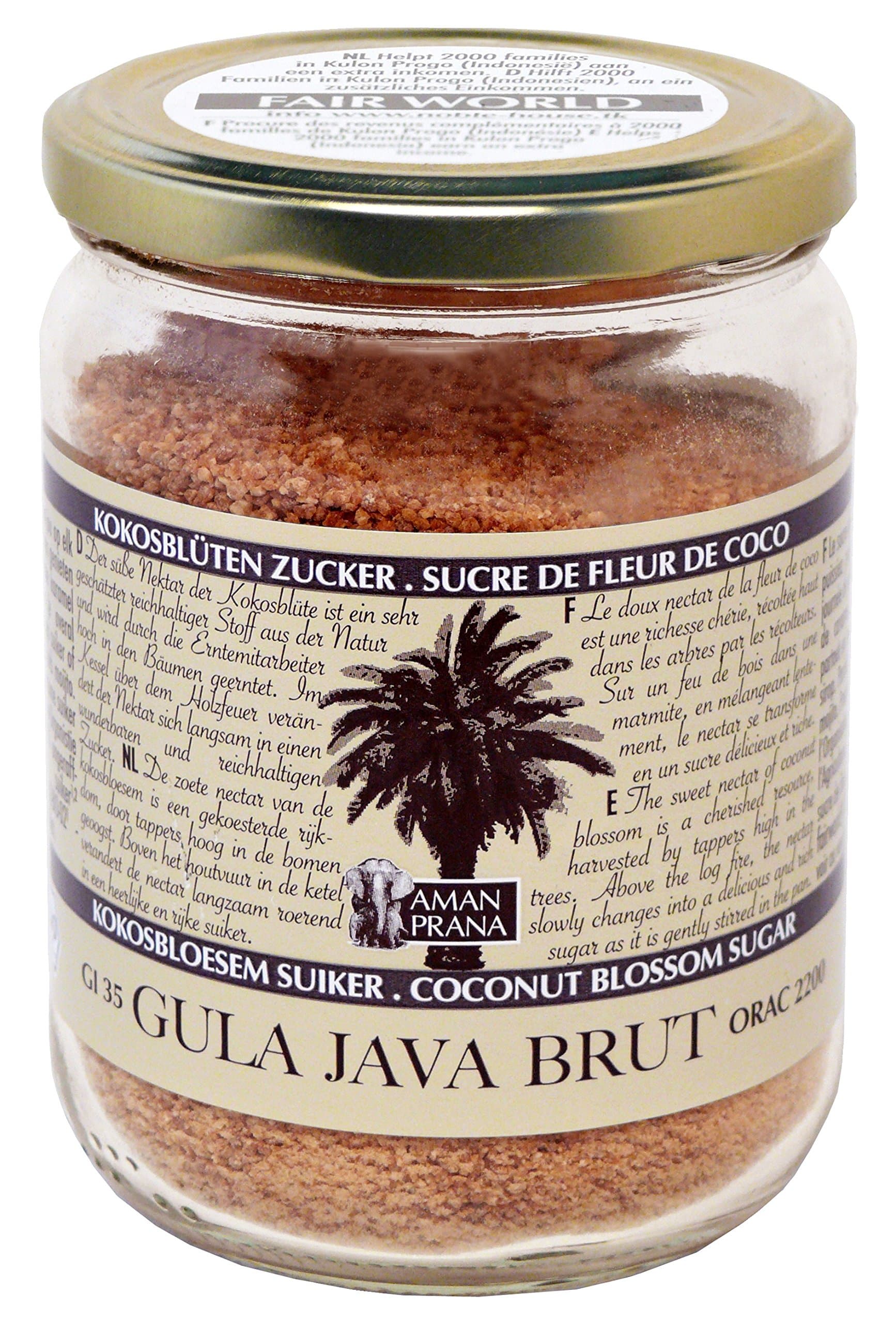 Amanprana Gula Java brut - Coconut blossom sugar - organic & fair world - coarse texture 310g - 10.93oz