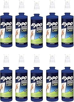 Expo 81803 Liquid Cleaner, White Board Care, 8 Once Capacity, Pack of 10, Removes Ghosting, Stubborn Marks, Shadowing, Grease and Dirt from Whiteboards, Blue Color