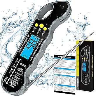 Instant Read Meat Thermometer, Ultra Fast Precise Waterproof Digital Food Thermometer with Backlight, Magnet and Foldable Probe for Kitchen Cooking, Deep Fry, Grill