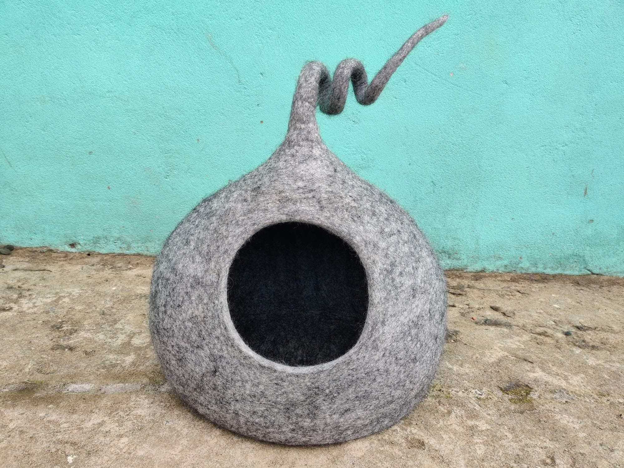 Premium Cat Bed Cave (Large) - Eco Friendly 100% Merino Wool Beds for Cats and Kittens Large White CC-011