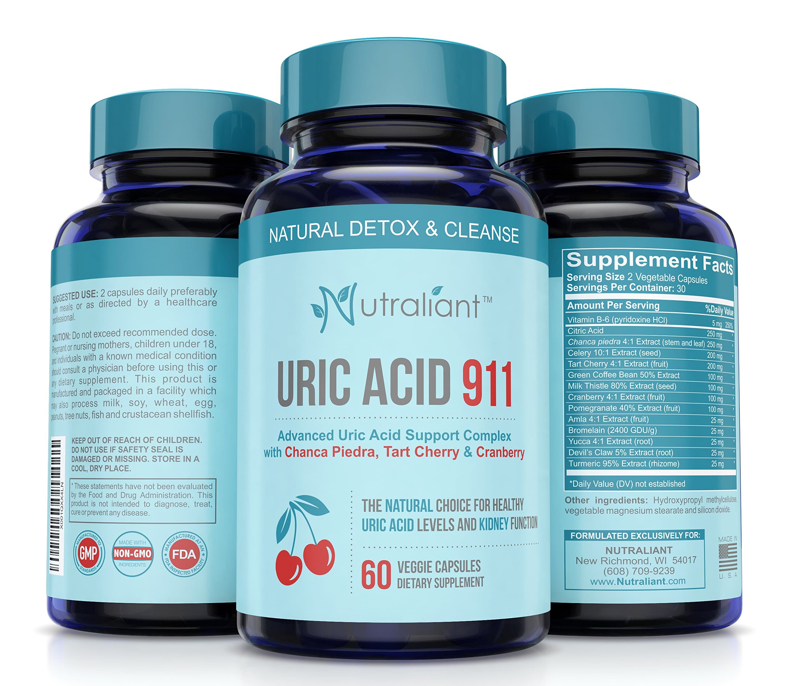 #1 Uric Acid Support Supplement - URIC 911 Advanced Cleanse w/Tart Cherry, Chanca Piedra, Celery Extract to Flush Out Uric Acid Buildup & Purge Toxins to Reduce Inflammation & Stop Painful Flareups