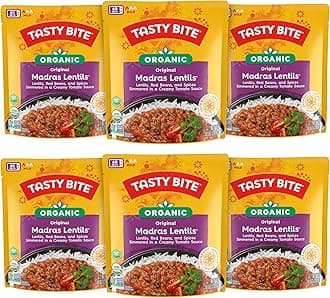 Tasty Bite Organic Madras Lentils, 10 Ounce, Pack of 6, Ready to Eat, Microwavable Entree, Vegetarian