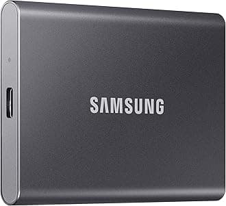 Samsung SSD T7 Portable External Solid State Drive 1TB up to 1050MB/s USB 3.2 Gen 2 Reliable Storage for Gaming, Students, Professionals, MU-PC1T0T/AM Gray