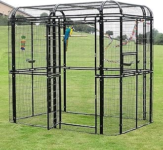 wonline Parrot Cages for Large Birds Outdoor Extra Large Bird Cage with Bird Cage and Perch, Suitable for Macaws Canaries Parrots Budgie Lovebirds (Black)