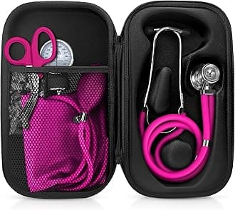 ASA TECHMEDMedical Starter Kit - Stethoscope, Durable Blood Pressure Monitor, and EMT Shears and Protective Carrying Case Ideal for Healthcare Professionals, Magenta