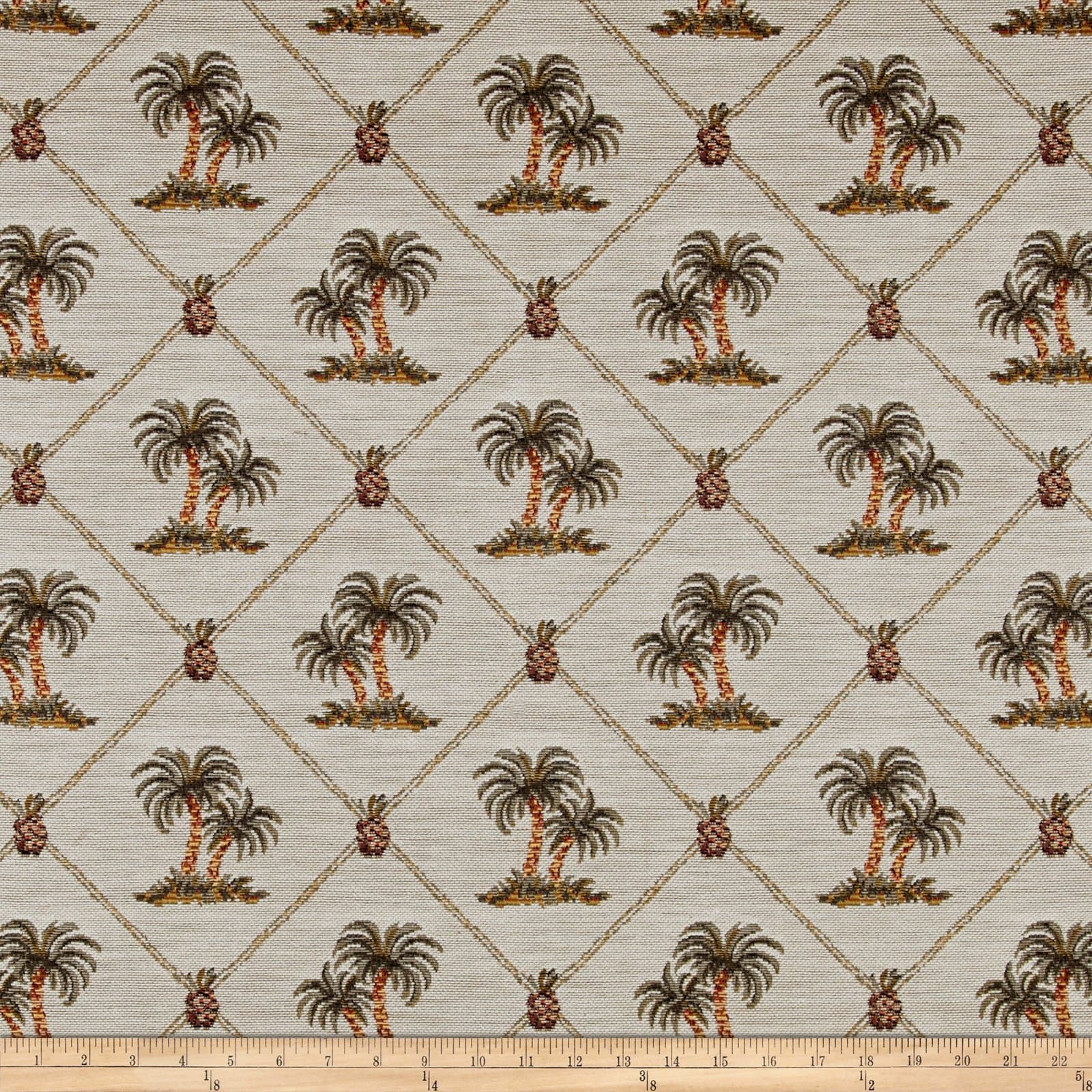 Largo Palm Tree Framed Jacquard Multi, Fabric by the Yard