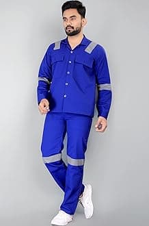 Men's Reguler Fit Cotton Industrial Work wear Coveralls Shirt and Pant with Two Inch Reflective Tape