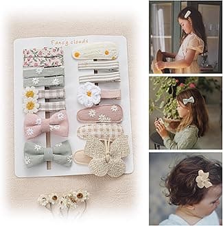 15 Pcs Hair Clips for Girls with Bows Butterfly Flower,2" Fully Lined Alligator Clips and Barrettes,Handmade Hair Accessories for Baby Toddler Young Kids School Age Girls Gifts