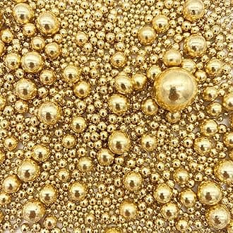 Edible Bright Gold Pearl Sugar Sprinkles Candy Mixing Size Baking Edible Cake Decorations Cupcake Toppers Cookie Decorating Celebrations Wedding Shower Party Chirstmas Supplies 120g/ 4.2oz