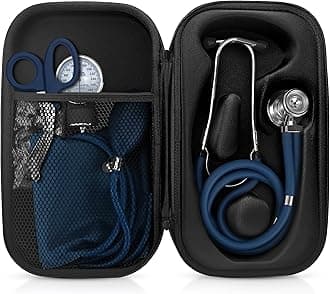 ASA TECHMED Medical Starter Kit – Stethoscope, Durable Blood Pressure Monitor, EMT Shears & Protective Carrying Case – Ideal for Healthcare Students & Professionals, Navy Blue